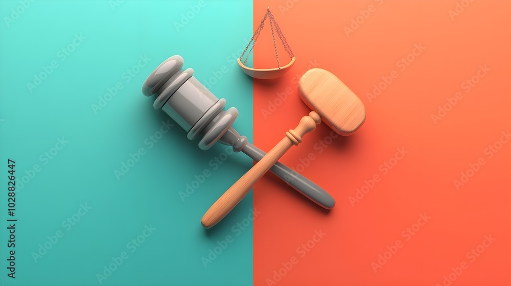 Justice Symbols Gavel Scales of Justice Abstract Minimalist Concept Justice Symbols Gavel Scales of Justice Abstract Minimalist Concept
