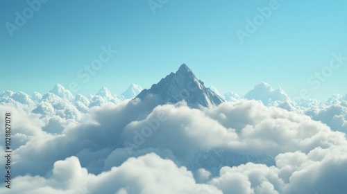 Mountain Peak Emerging from the Clouds