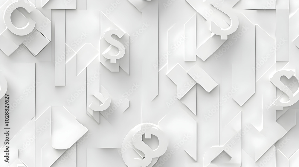 3D Plain White Seamless Tiles Background with Subtle Currency Symbols & Discount Motifs for Versatile Business and Financial Advertising 3D Plain White Seamless Tiles Background with Subtle Currency Symbols & Discount Motifs for Versatile Business and Financial Advertising