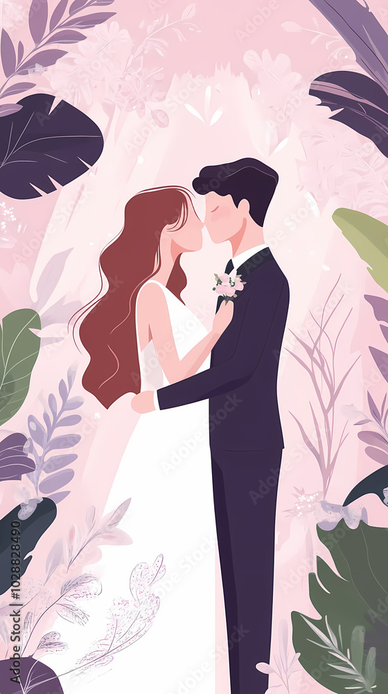 Romantic wedding .Bride and groom design vector image Romantic wedding .Bride and groom design vector image