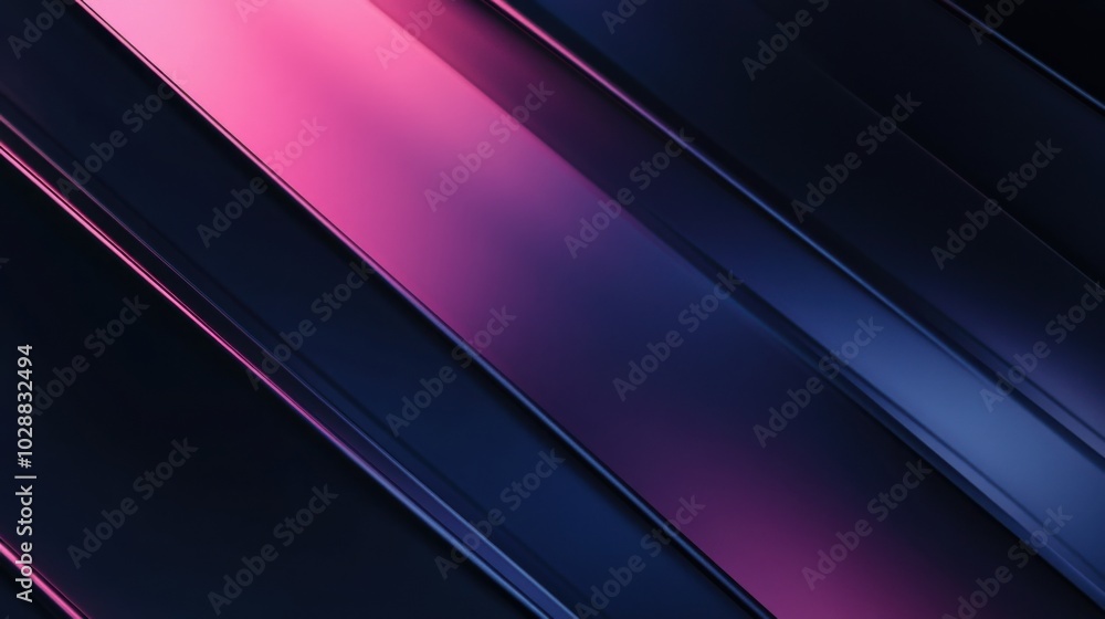 Obraz premium An artistic representation of soft pink and navy blue light patterns in a gentle gradient, juxtaposed against a dark, sleek metal texture, creating a visually striking diagonal background.