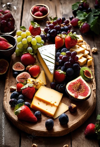 luxurious cheeseboard displaying assorted vibrant artisan cheese arrangements delectable visual feast, appetizer, artisanal, array, brie, cheeseplatter photo