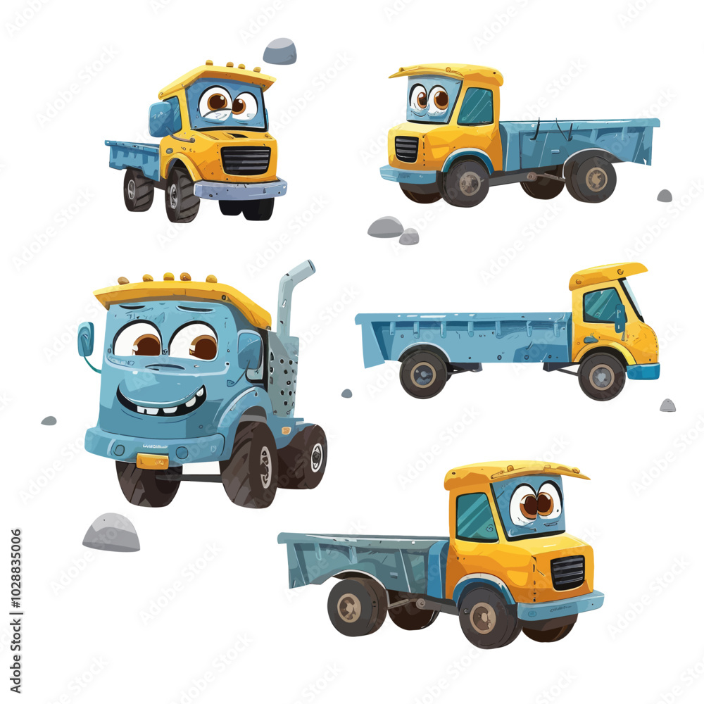 Set of different cute car icons, kids illustration for boys, safety on the road. Flat cartoon electric cars naive design. Vector isolated on white background Set of different cute car icons, kids illustration for boys, safety on the road. Flat cartoon electric cars naive design. Vector isolated on white background