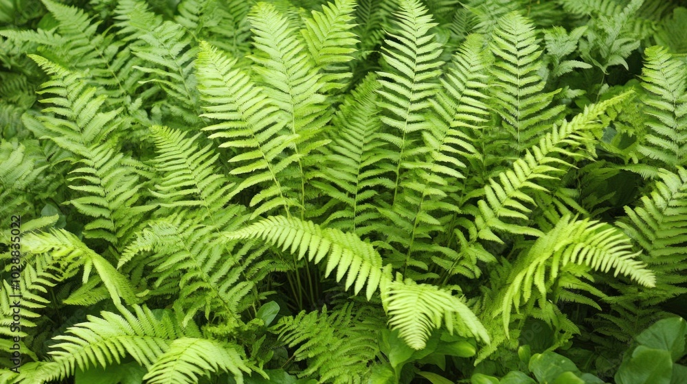 Densely Clustered Bright Green Ferns Densely Clustered Bright Green Ferns