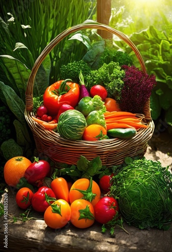 lively scene vibrant vegetables surrounded greenery sunlit celebrating beauty primavera, agriculture, organic, farm, harvest, produce, crops, outdoor