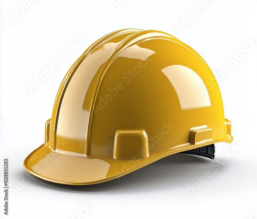 A yellow hard hat resting on a flat surface in a well lit indoor setting