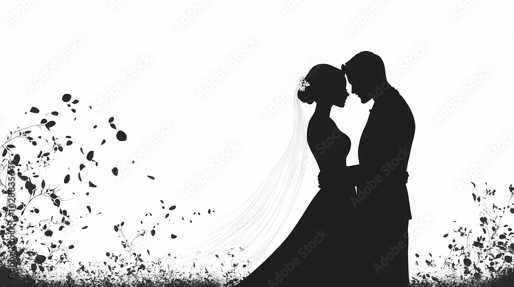 Romantic wedding .Bride and groom design vector image Romantic wedding .Bride and groom design vector image