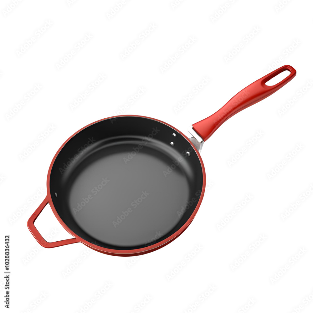 red frying pan isolated on white red frying pan isolated on white