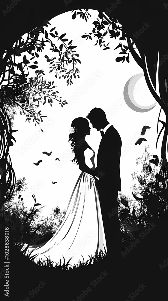 Romantic wedding .Bride and groom design vector image