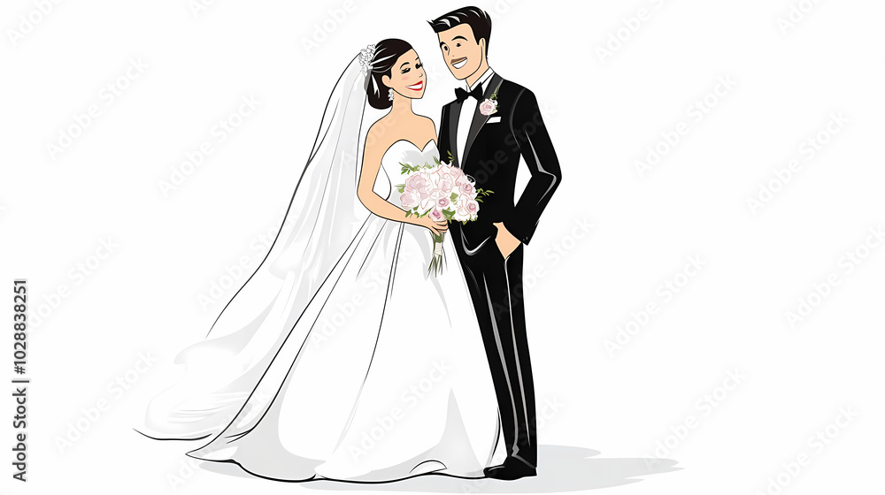 Romantic wedding .Bride and groom design vector image Romantic wedding .Bride and groom design vector image
