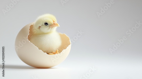 Cute Baby Chick Hatching from Egg - New Life Begins