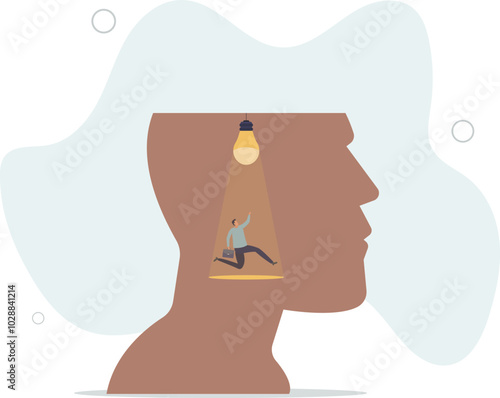 Intelligence thinking, wisdom or intuition in genius brain, creative mindset or emotional intelligence, smart thinking or psychology concept.flat design with people.