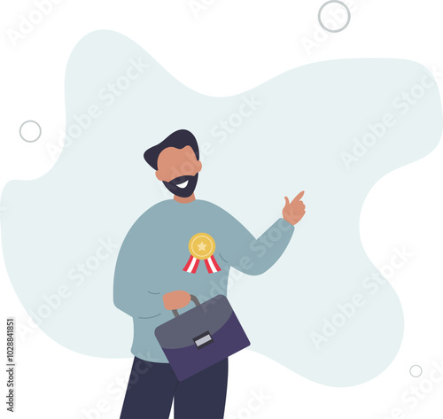Expertise advice, top performance employee or award recognition winning, smart salesman or leadership concept.flat design with people.