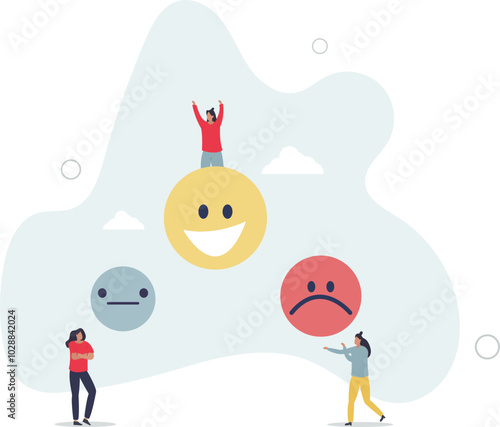 Emotional regulation and feeling control with mind skills.Psychological intelligence with mood self management and mind balance .flat design with people.