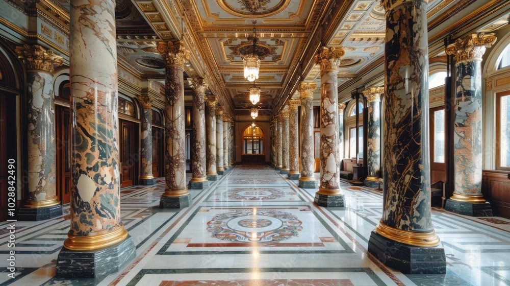 Obraz premium marble columns historic room