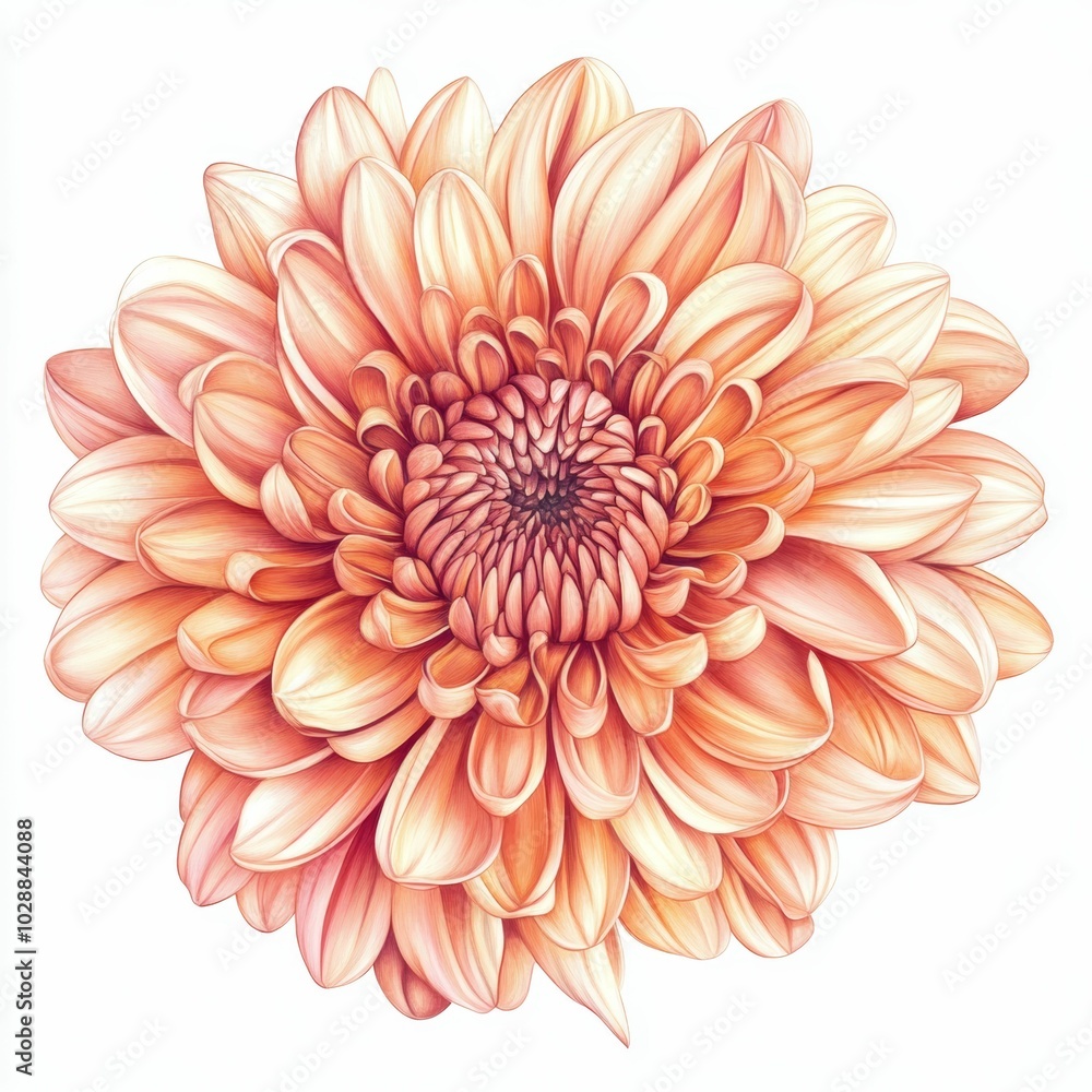 Peach Dahlia Flower Close up Illustration Peach Dahlia Flower Close up Illustration