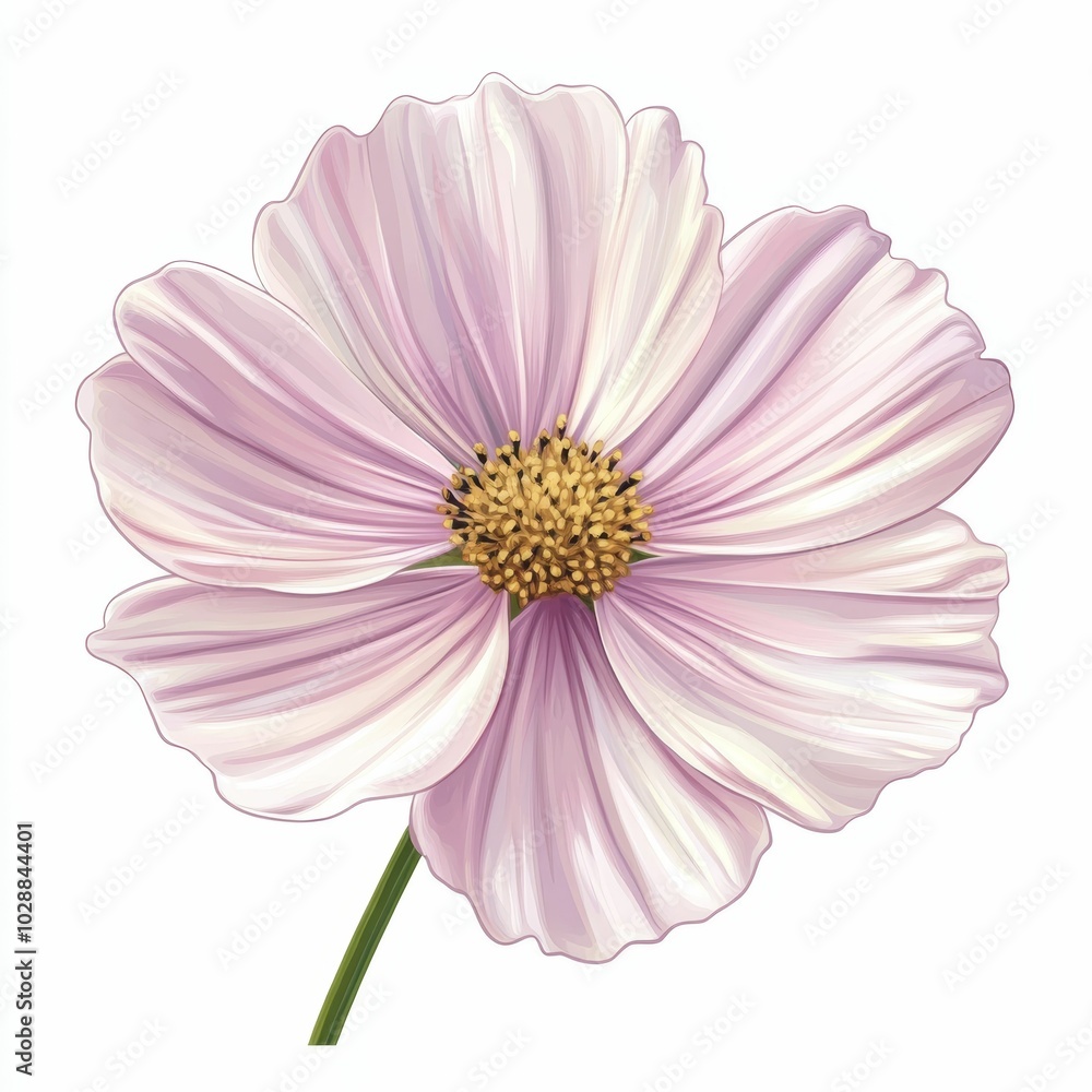 Single Pink Cosmos Flower Isolated on White Background Single Pink Cosmos Flower Isolated on White Background