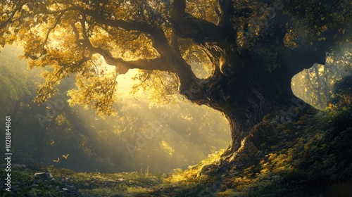 Sunlight Through Ancient Tree