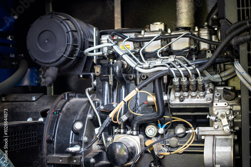 Modern pumping station engine showcasing various components in operation at a utility facility, highlighting efficient energy management