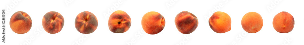 Yellow peach nectarine isolated on transparent background. Fruit set Yellow peach nectarine isolated on transparent background. Fruit set