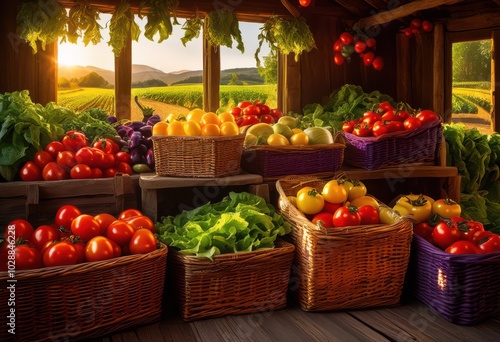 Wallpaper Mural colorful lively farm fresh produce displayed beautiful natural light setting capturing vibrant freshness, abundance, arrangement, crops, cuisine, culinary Torontodigital.ca