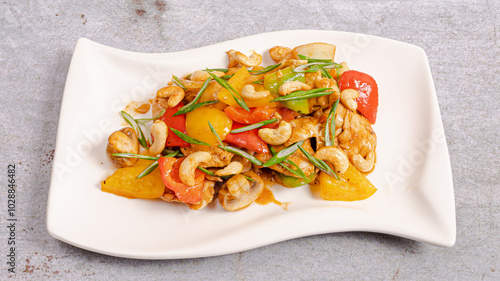 Nuts and vegetables salad plate photo