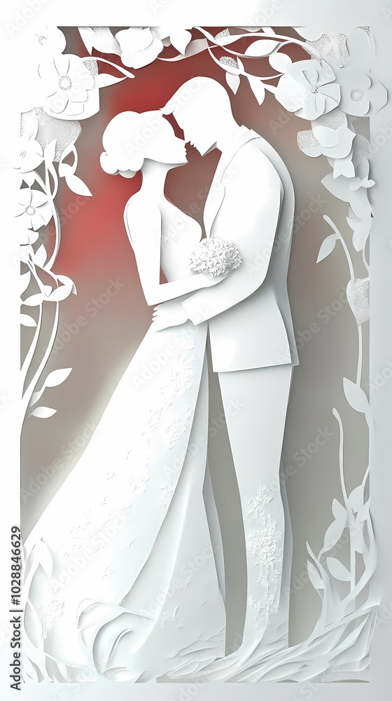Bride and groom design 3d vector papercut Bride and groom design 3d vector papercut