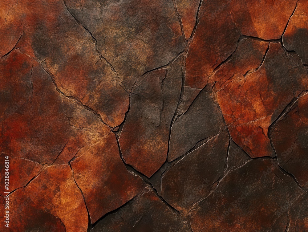 rugged dark red and orange mountain rock texture featuring intricate cracks and rough surfaces, providing a striking natural backdrop for design and exploration