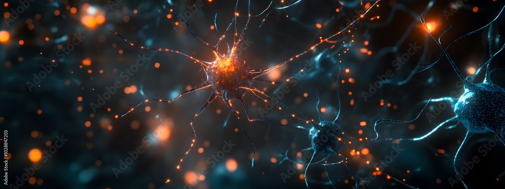 A cinematic still of an AI-generated dark blue and orange depiction of neural networks with glowing connections between nodes. A cinematic still of an AI-generated dark blue and orange depiction of neural networks with glowing connections between nodes.