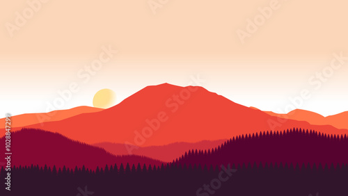 Orange mountains landscape background