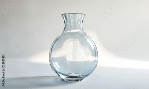 Elegant glass vase, white background, 4K hyperrealistic photo