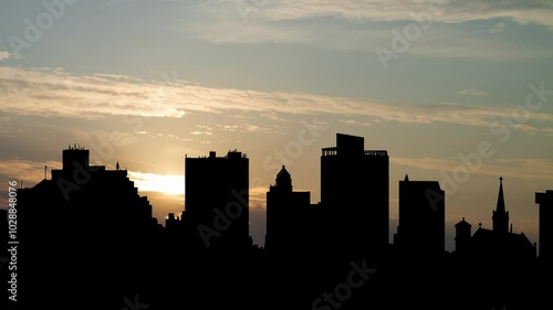 Texas: El Paso downtown Skyline at Sunrise, Time Lapse with Beautiful Sky, Texas, USA