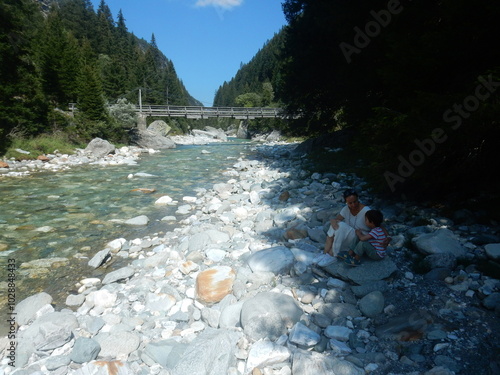 The Avers Rhine in Ferrera Valley, Switzerland, Canton of the Grisons, Viamala  photo