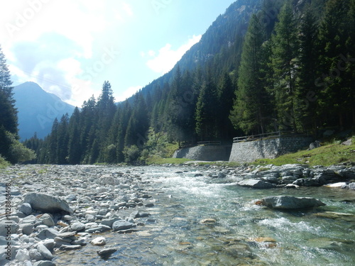 The Avers Rhine in Ferrera Valley, Switzerland, Canton of the Grisons, Viamala  photo