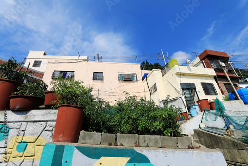 Huinnyeoul Culture Village, Yeongdo-gu, Busan, Korea - August 26, 2019: A village formed along the southern coastal cliffs of Youngdo Island, preserved as it was. photo