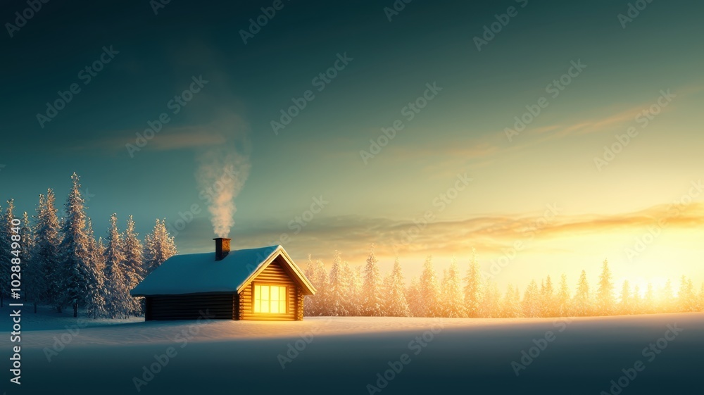 Serene Winter Retreat: Cozy Cabin in Snowy Wonderland Serene Winter Retreat: Cozy Cabin in Snowy Wonderland