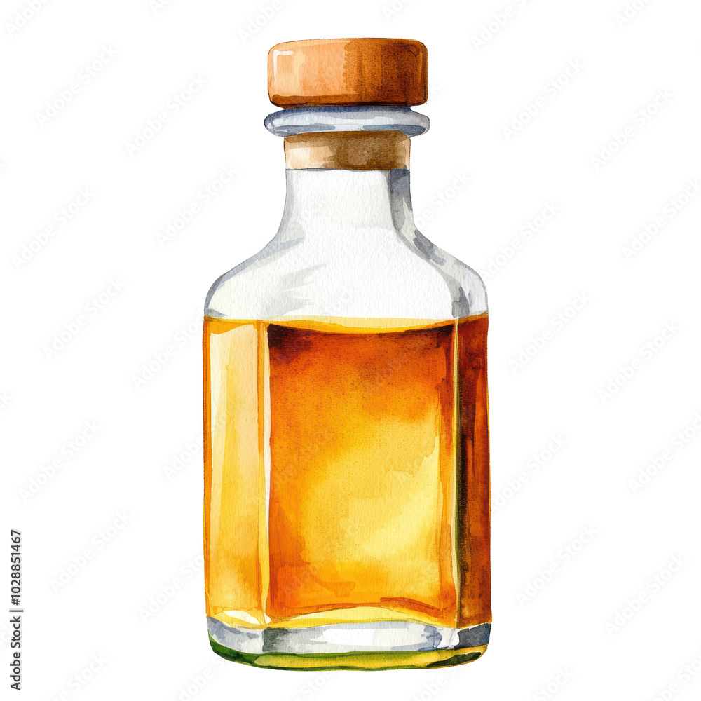 Elegant Glass Bottle of Amber Liquid Elegant Glass Bottle of Amber Liquid
