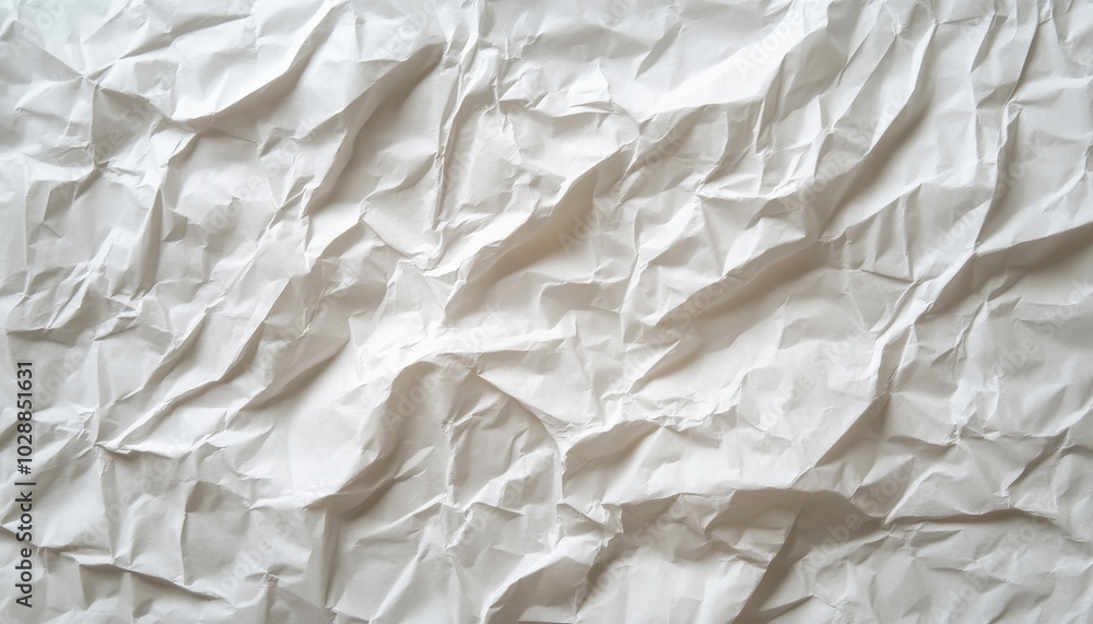 Crumpled white paper texture creating a natural, elegant backdrop for design work Crumpled white paper texture creating a natural, elegant backdrop for design work