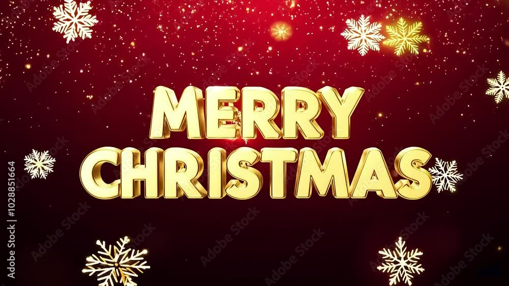 Golden christmas greetings sparkle with animated particles and snowflakes, set against vibrant red and green backgrounds, creating a joyful and festive ambiance Golden christmas greetings sparkle with animated particles and snowflakes, set against vibrant red and green backgrounds, creating a joyful and festive ambiance