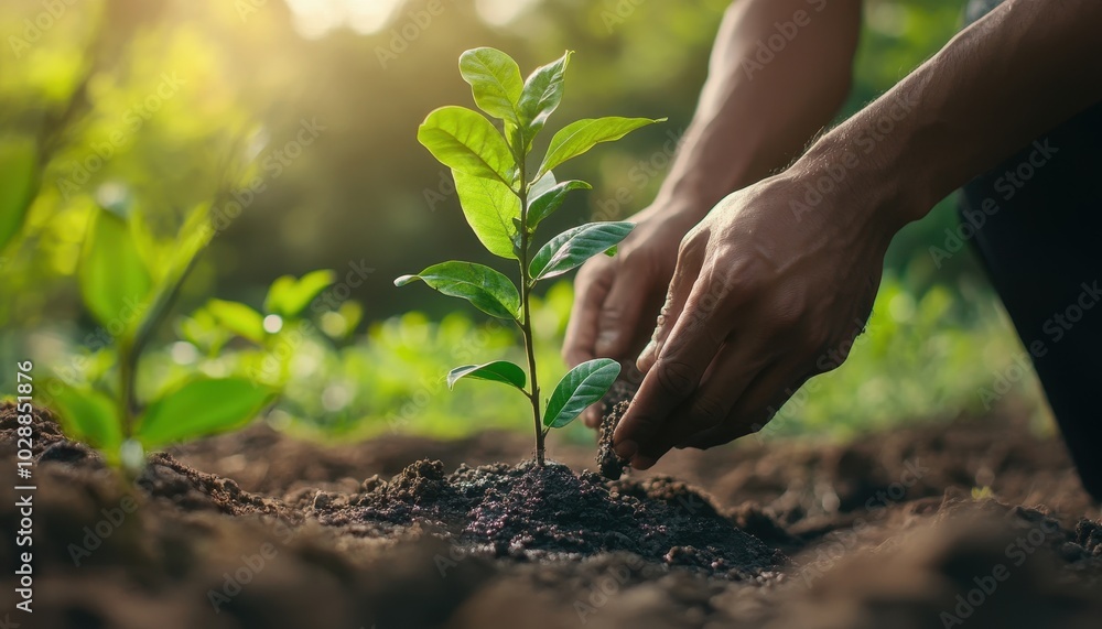 custom made wallpaper toronto digitalMen planting young trees to enhance air quality and combat global warming