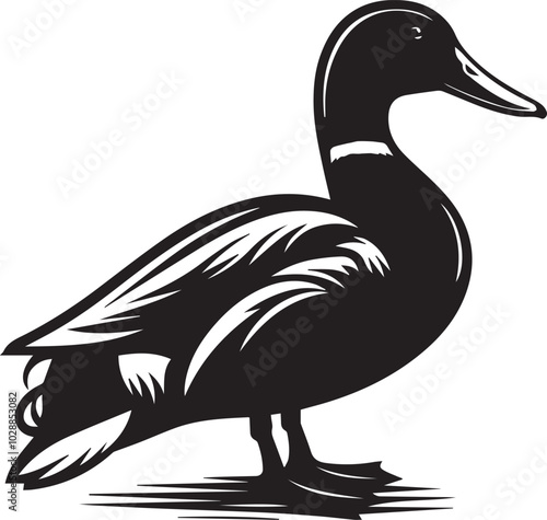 Mallard duck silhouette vector