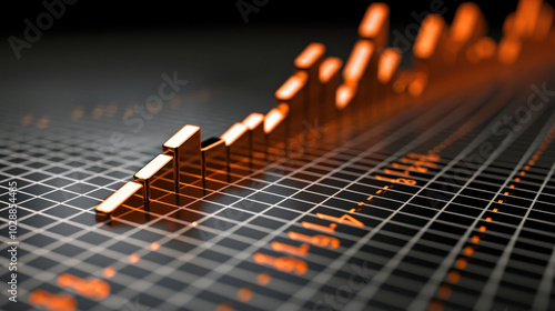 Wallpaper Mural financial chart depicting substantial rise in data, showcasing upward trends with orange bars on grid background. This conveys growth and success in financial analysis Torontodigital.ca