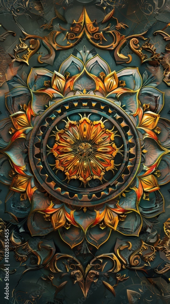 Obraz premium Intricate mandala design, 4K hyperrealistic photo