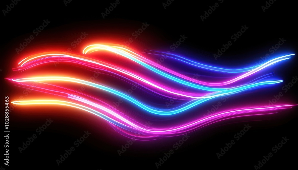 Obraz premium Dynamic neon flashes on a black background suitable for creative projects