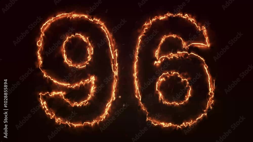 Burning Number. Fire number 96 animation Burning Number. Fire number 96 animation