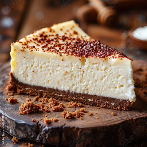 piece of cheescake on a plate close up