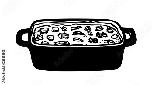Casserole dish of green bean casserole, illustration art