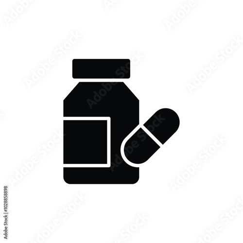 Pill bottle icon. Glyph style. isolated.