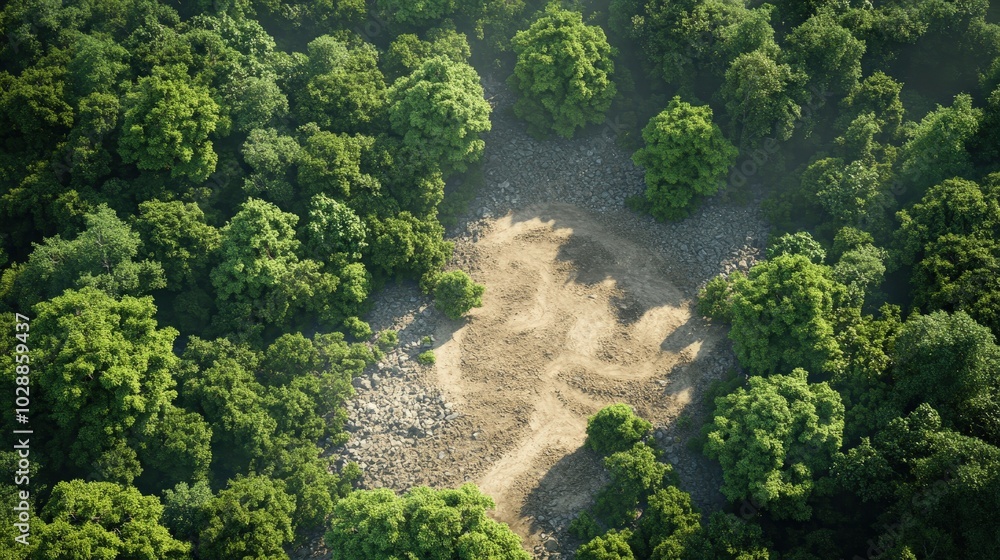 Aerial View of Forested Area with Logging Impact Aerial View of Forested Area with Logging Impact
