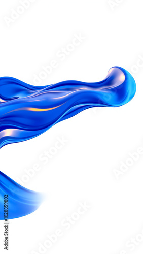 abstract blue shape flowing on white background